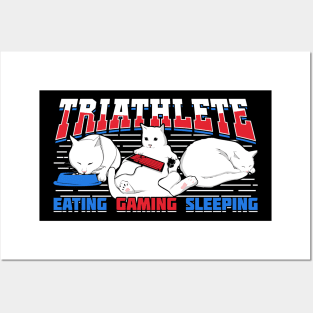 Triathlete Eating Gaming Sleeping Posters and Art